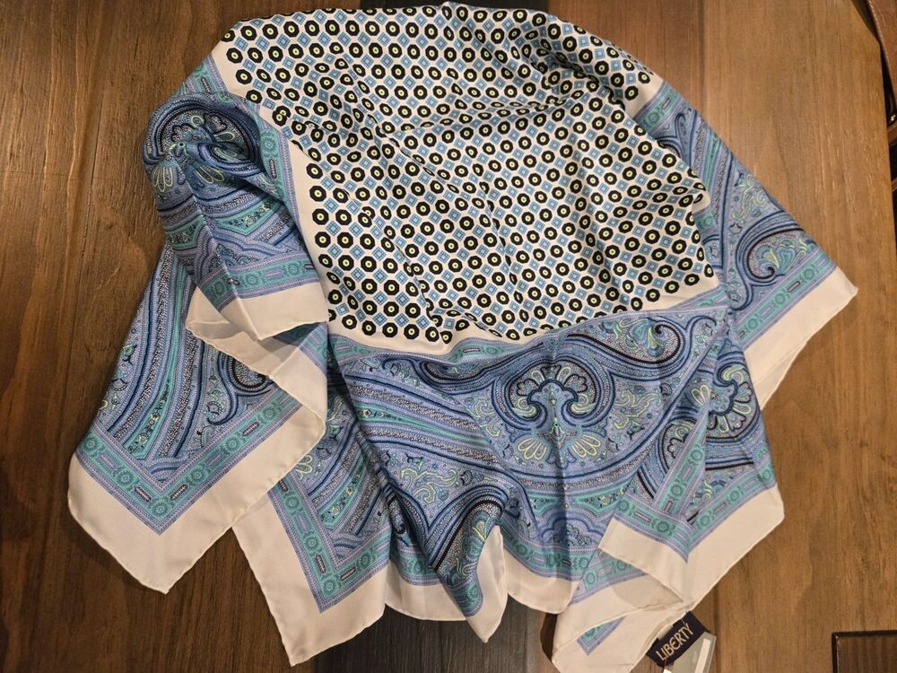 NWT Liberty London Vintage Silk Geometric Paisley Scarf 34" X34"
